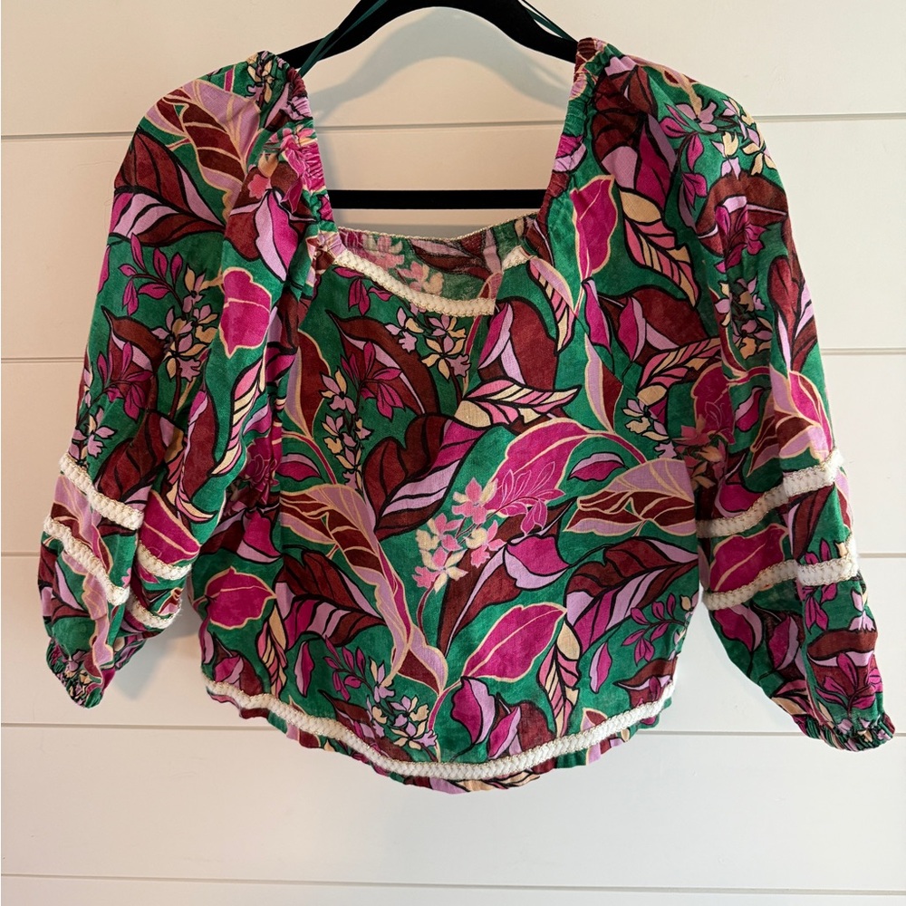 Cynthia Rowley Floral Wide Leg Pants & Top Set, Size Medium - Picture 6 of 14